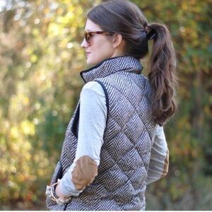 J. Crew Herringbone Print Down Puffer Vest Size XS